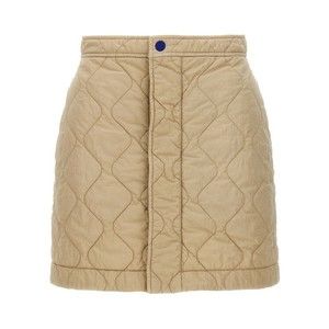 Burberry Quilted Nylon Skirt With Front Button Closure - NWT